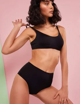 Womens Second Skin Rose Recycled Highwaist Brief - Pink - Size 8 Uk - Deja Day - FashionsVida