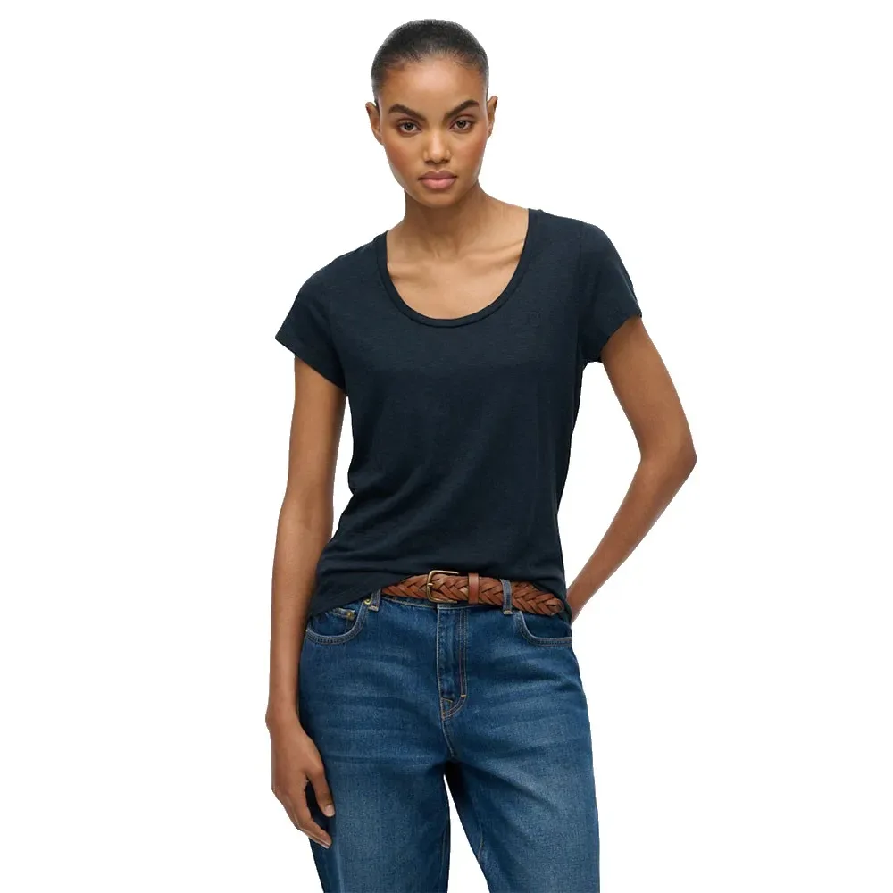 Maglietta A Maniche Corte Studios Scoop Neck Eclipse Navy S - Superdry - FashionsVida