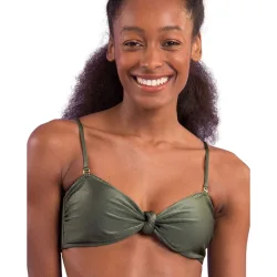 Top de bikini bandeau liso con relleno