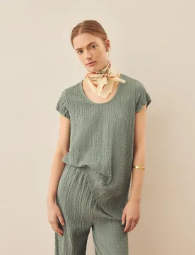 Camiseta de mujer de punto gofrado - Southern Cotton - FashionsVida