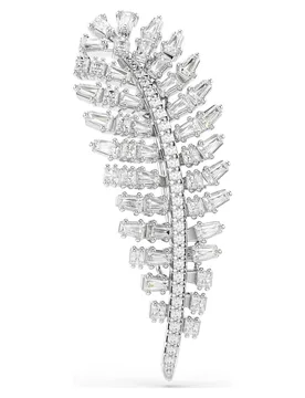 Spilla Vienna, Taglio misto, Piuma, Bianca, Placcato rodio OS - Swarovski - FashionsVida