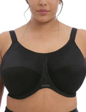 Womens Energise Full Cup Side Support Sports Bra - Black - Size 38d - Elomi - FashionsVida