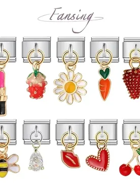Italian Links heart strawberry bee Wholesale Fit 9mm Charm fruit Jewelry DIY Bracelet Wholesale Fit 9mm Stainless Steel - Aliexpress - FashionsVida