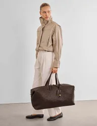 Faux Leather Woven Weekend Bag Chocolate female