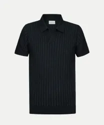 Poloshirt mit offenem Kragen Schwarz M