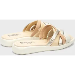 Sandalias planas de mujer de piel con plantilla acolchada en color