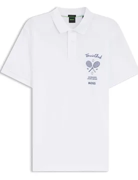 Polo à Manches Courtes Member Mesh 10278641 Green White M - BOSS - FashionsVida