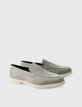 Herren Kunstwildleder-Slipper Grey Größe 43 - boohooMAN - FashionsVida
