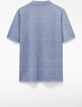 Polo de manga corta de hombre en algodón y lino con cuello italiano - Adolfo Dominguez - FashionsVida