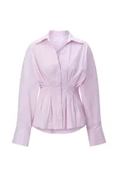 Tailored Striped Cotton Blouse female