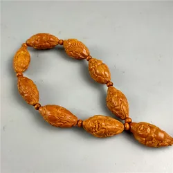 Antique Miscellaneous Artifacts: Carved , Olive Kernel Eight Fortune Deities Buddha Bracelet