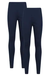 Talus Womens Baselayer Thermal Leggings 2-Pack - Navy - Navy - Size: 10