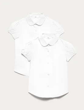 Pack Girls' Pintuck Easy Iron School Shirts (2-16 Yrs) White female - M&S - FashionsVida