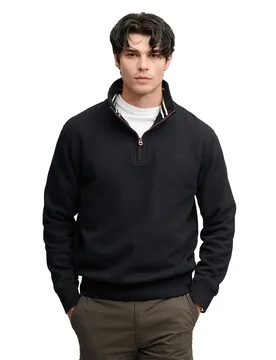 Felpa Con Mezza Zip Essential Serif Logo Black S - Superdry - FashionsVida