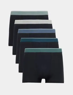 Pack Cotton Stretch Hipsters Black Mix male - M&S - FashionsVida