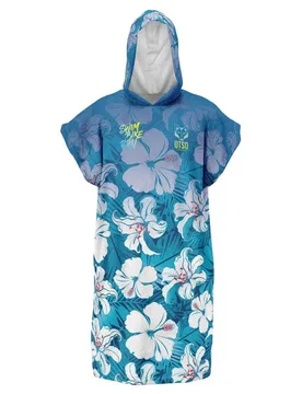 Poncho Swim Bike Run Flower Blue / White One Size - OTSO - FashionsVida