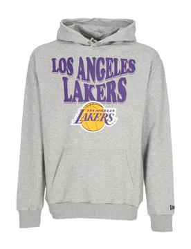 Felpa Leggera Cappuccio Uomo Nba Script Oversize Hoodie Loslak Heather Grey/true Purple - New era - FashionsVida