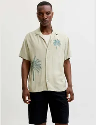 Regular Fit Short Sleeve Embroidered Shirt Green male