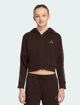 FELPA CON CAPPUCCIO SEASONALS ANIMAL CON ZIP INTEGRALE 9-10A Aurora Coffee / Multicolor / Earth Strata - Adidas - FashionsVida