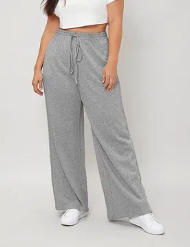 Pantalones de chándal de pierna ancha con cordón en la cintura de felpa, talla grande, verano 4XL - Shein - FashionsVida