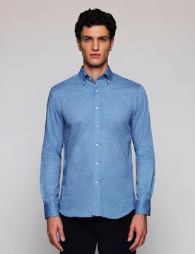 Camisa casual de hombre estampada cuello con botones Tallas Grandes - Mirto - FashionsVida