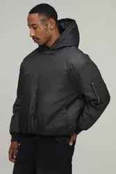 Herren Kastige Überziehjacke Mit Kapuze Charcoal Größe Medium