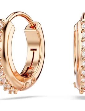 Orecchini a cerchio Matrix, Taglio Round, Bianchi, Finitura oro rosa 18K OS - Swarovski - FashionsVida