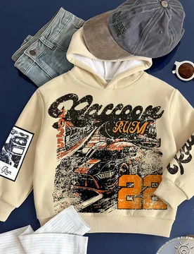 Sudadera con capucha de manga larga para niños pequeños, estampado gráfico vintage clásico y elegante, estampado gráfico de texto clásico 32, ad - Shein - FashionsVida