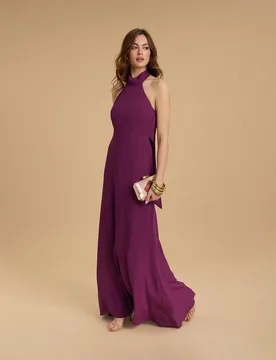 Vestido largo con cuello halter - Veneno en la piel - FashionsVida