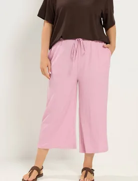 Women's Crinkle Culottes in Pink Size: 18 - Pink - Size: 18 - Yours - FashionsVida