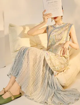 A New High-end Embroidered Patchwork Women's Dress for Summer, A Long Dress, with A Fashionable Design Sense of Chinese Style - Aliexpress - FashionsVida