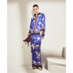 Pantalón de mujer con cenefa de print geométrico