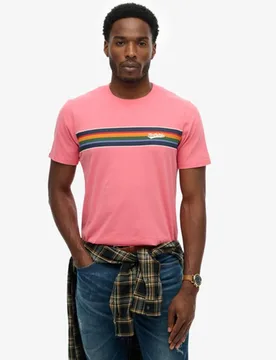 Superdry Herren Outdoor Stripe Logo T-shirt in Lockerer Passform Pink - Größe: M - 39.99 - FashionsVida