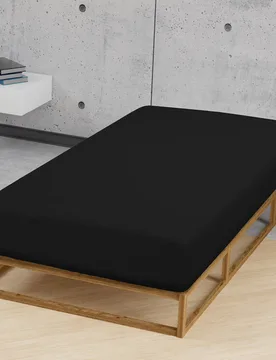 Jersey-Elastic-Spannbetttuch schwarz, 1x 180x200 cm - 200x220 cm - Biberna - FashionsVida