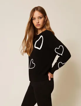 Pull avec broderie de caurs - Actitude by Twinset - FashionsVida