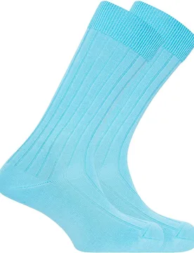 Pack de 2 pares de calcetines en bambú de hombre cortos en canalé con puño antipresión en color azul - Punto Blanco - FashionsVida