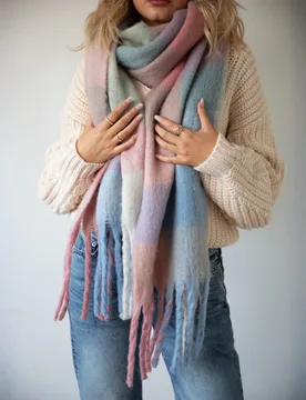 Unisex Pastel Check Print Scarf - Multicolour - One Size - SVNX - FashionsVida