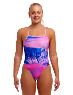 Tie Me Tight One Piece Swimsuit Ride Time AUS 12 Women - Funkita - FashionsVida