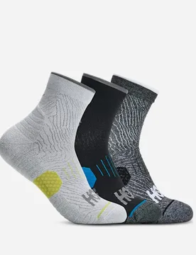 Quarter Run Sock 3-Pack in White/Black/Grey, Size Large - HOKA - FashionsVida