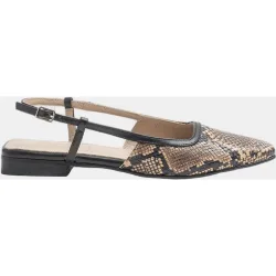 Zapatos de mujer planos y destalonados en piel efecto serpiente