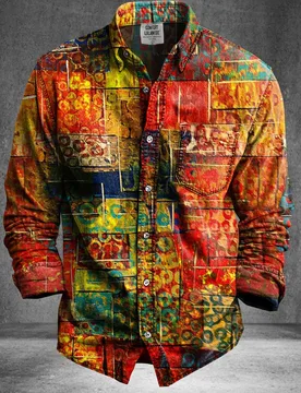 Vintage Abstract Psychedelic Ethnic Totem Art Printed Casual Long Sleeved Shirt Button Down Shirts Mens Casual Lapel Shirt - Aliexpress - FashionsVida