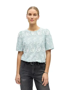 Blusa A Maniche Corte Mya Winter Sky / Cloud Dancer 40 - Object - FashionsVida