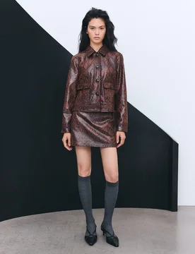 Falda mini efecto piel de serpiente - Tintoretto - FashionsVida