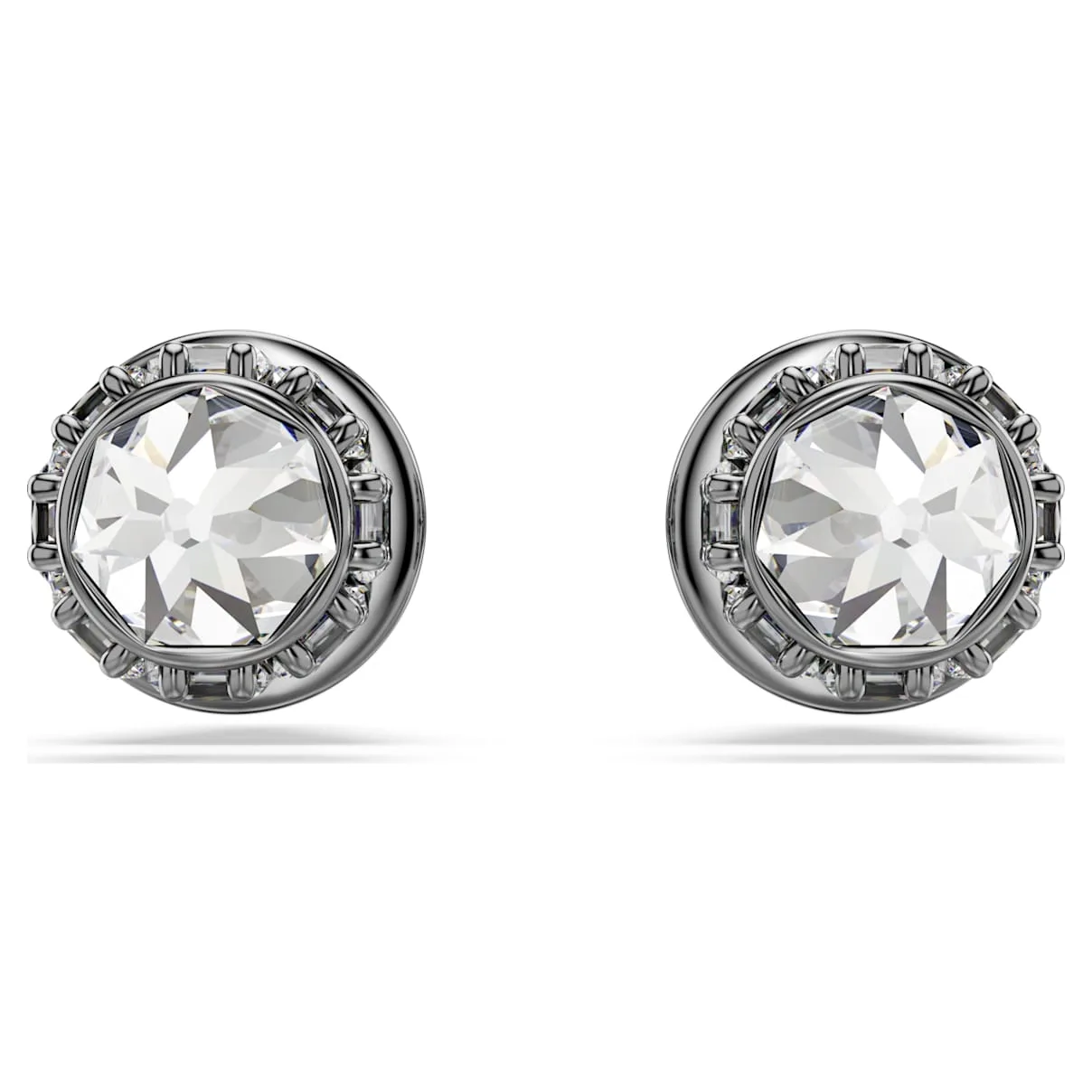 Orecchini a lobo Sublima, Spike, Bianchi, Placcato rutenio OS - Swarovski - FashionsVida