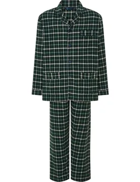 Pijama completo de hombre de franela color verde - El Búho Nocturno - FashionsVida
