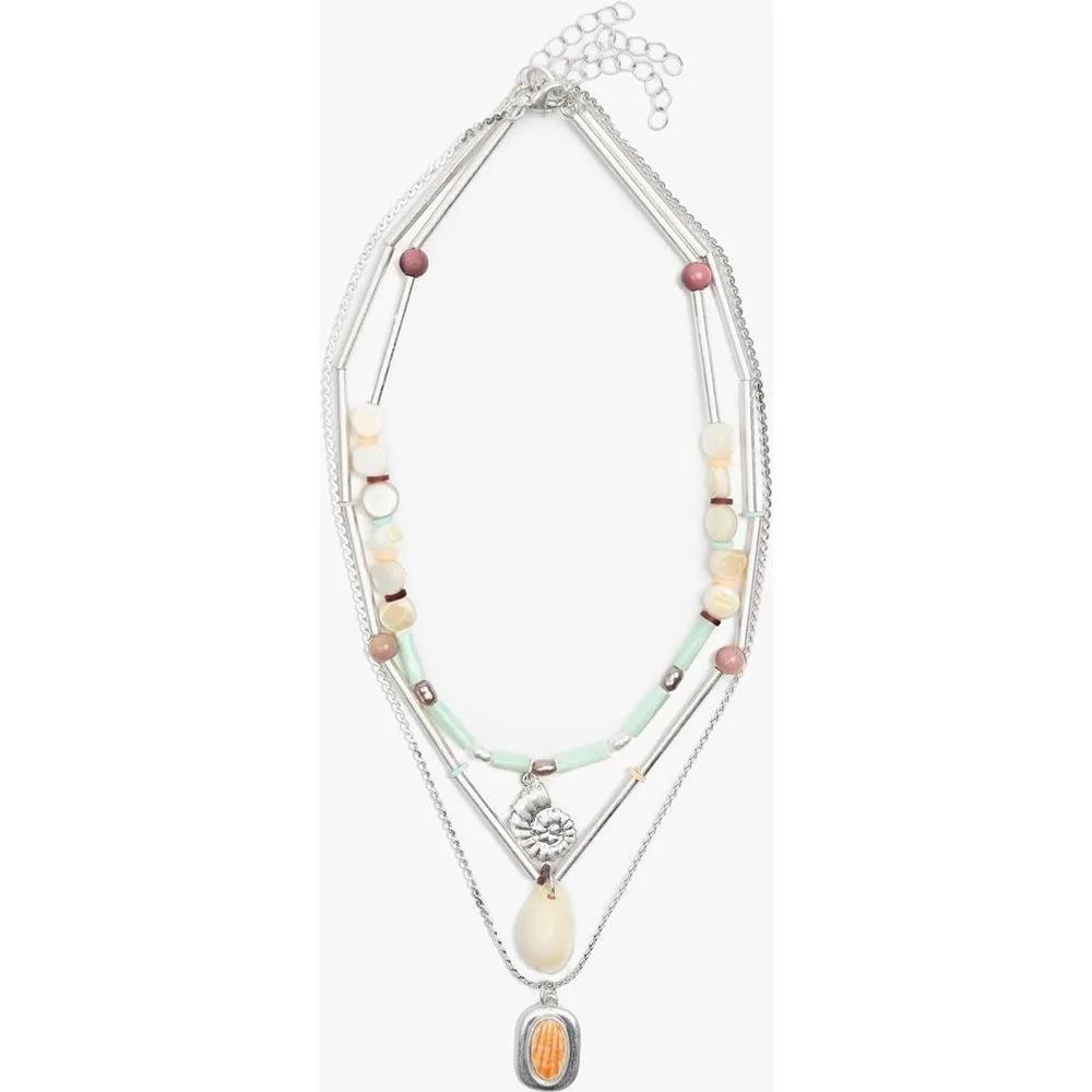 Collar corto doble con cuentas y abalorios decorativos - Parfois - FashionsVida