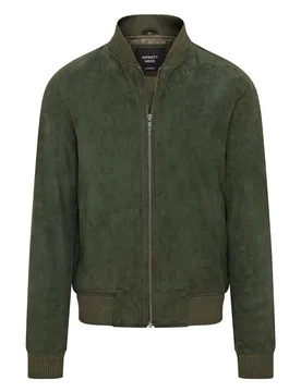 Mens Soft Goat Suede Ma-1 Varsity Bomber Jacket - Dalian - Green - Size 4xl - Infinity Leather - FashionsVida