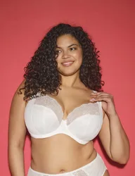 Lucie Mesh Lace Wired Plunge Bra (DD-K) White female