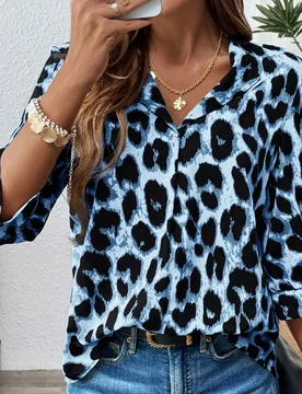 Blusa casual clásica con estampado de leopardo para mujer, para uso diario, casual XL - Shein - FashionsVida