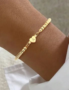 Nuevo Clásico Pulsera Ajustable de Cuentas con Letra Corazón A-Z Joyería Regalo para Mujer F - Shein - FashionsVida